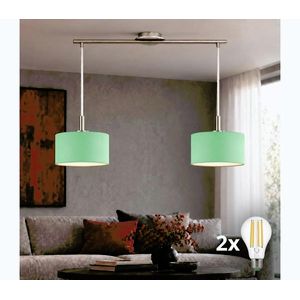 Eglo - LED závesný luster na lanku TUNJA 2xE27/60W/230V matný chróm/zelená EG32519+2xNSTK9677 vyobraziť