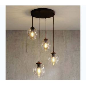 EMIBIG Luster na lanku ISTAR 4xE27/15W/230V priemer 40 cm červená/číra 1784/4PREM vyobraziť