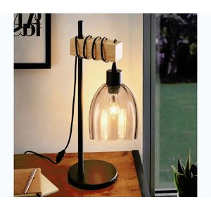 BRILAGI - Stolná lampa WOOD GLASS 1xE27/40W/230V hnedá/čierna/dymová béžová EG780173+NSTK7393 vyobraziť