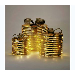 Koopman SADA 3x LED vianočné dekorácie 90xLED/2xAA + 3xAA + 3xAA teplá biela darčeky/zlatá AMZ141620 vyobraziť