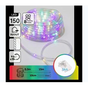 B.V. -LED Vonkajšia vianočná svetelná reťaz 150xLED/8 funkcií 3xAA 15, 3m IP44 viacfarebná B10303K90 vyobraziť
