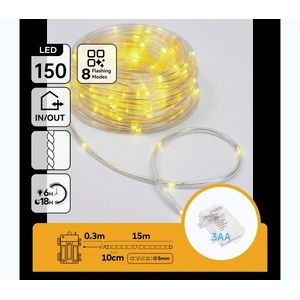 B.V. -LED Vonkajšia vianočná svetelná reťaz 150xLED/8 funkcií 3xAA 15, 3m IP44 teplá biela B10303K8T vyobraziť