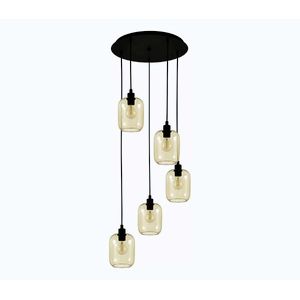BRILAGI - LED luster na lanku RETRO GLASS 5xE27/60W/230V čierna/dymová hnedá EG43334A+5xNSTK7765 vyobraziť
