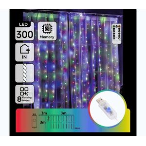 B.V. - LED stmievateľný vianočný reťaz 300xLED/8 funkcií USB 6x3m viacfarebný + diaľkový ovládač B103031XK vyobraziť