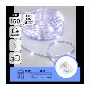 B.V. - LED Vonkajší vianočný reťazec 150xLED/8 funkcií 3xAA 15, 3m IP44 studená biela B10303K8W vyobraziť
