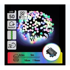 B.V. - LED Vonkajší vianočný reťaz 50xLED/8 funkcií 3xAA 5, 3m IP44 viacfarebný B10303K5N vyobraziť