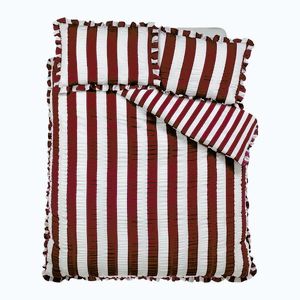 Tmavofialové obliečky na dvojlôžko 220x230 cm Seersucker Frill Stripe – Catherine Lansfield vyobraziť