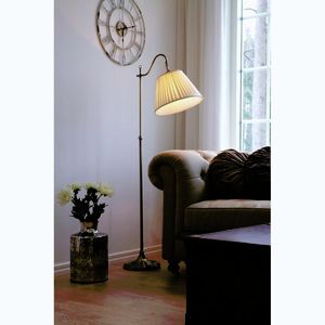 Biela/v zlatej farbe stojacia lampa s ohýbateľnou konštrukciou s textilným tienidlom (výška 167 cm) Charleston – Markslöjd vyobraziť