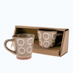 Svetlohnedé keramické hrnčeky v súprave 2 ks na espresso 100 ml Rings – Dakls vyobraziť