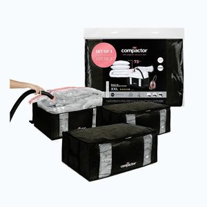 Čierne vákuové plastové úložné boxy v súprave 3 ks 65x45x27 cm Black Edition – Compactor vyobraziť