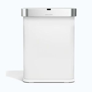 Matne biely bezdotykový oceľový odpadkový kôš 58 l Sensor – simplehuman vyobraziť