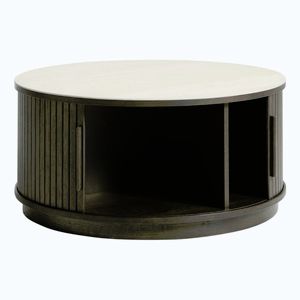 Okrúhly konferenčný stolík s keramickou doskou v tmavo prírodnej farbe ø 85 cm Enna – Unique Furniture vyobraziť