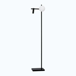 Biela/čierna kovová LED stojacia lampa s ohýbateľnou konštrukciou so skleneným tienidlom (výška 150 cm) Joline – Nova Luce vyobraziť