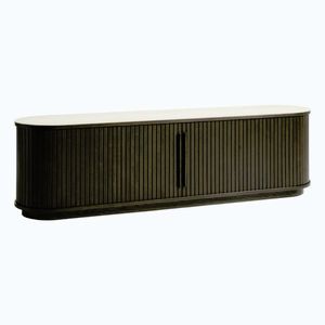 TV stolík s keramickou doskou v tmavo prírodnej farbe 180x50x40 cm Enna – Unique Furniture vyobraziť