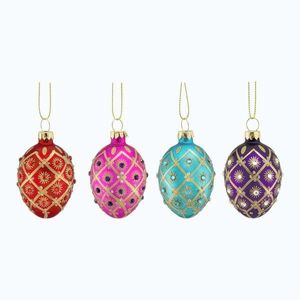 Sklenené vianočné gule v súprave 4 ks 4 cm Diamante Oval – Sass & Belle vyobraziť
